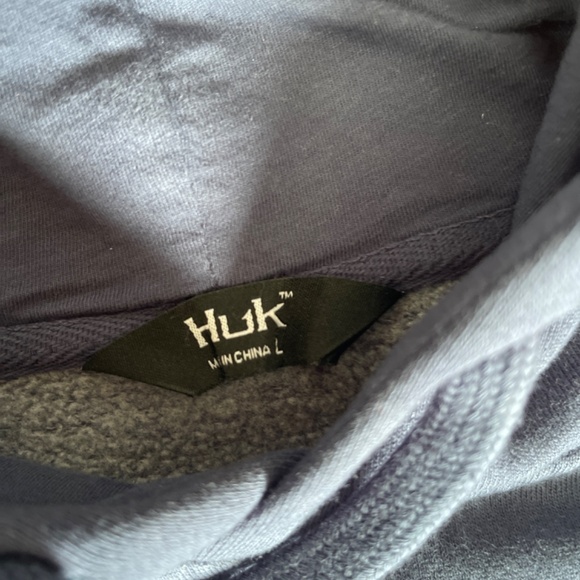 Men’s Huk Navy Blue with Blue Logo Hoodie Size Large - Picture 5 of 6